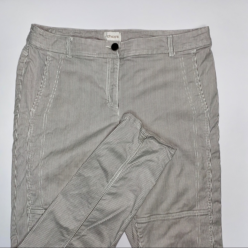 Chico’s Gray Seersucker Skinny Pants, size 12